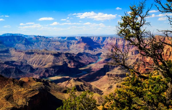 The layered cliffs of the Grand Canyon at sunset in Arizona
